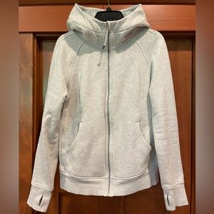 Lululemon full zip up scuba hoodie light gray size 10